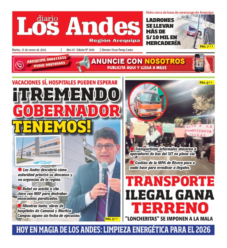 AREQUIPA: Diario Los Andes 13/01/2026