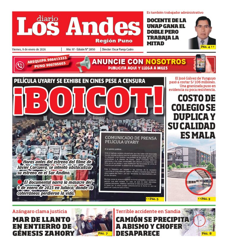 PUNO: Diario Los Andes 09/01/2026