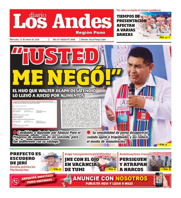 PUNO: Diario Los Andes 21/01/2026