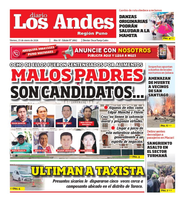 PUNO: Diario Los Andes 23/01/2026