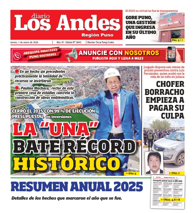 PUNO: Diario Los Andes 01/01/2026