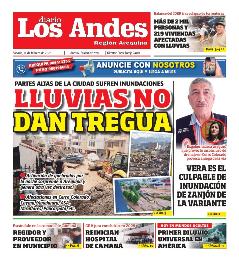 AREQUIPA: Diario Los Andes 21/02/2026
