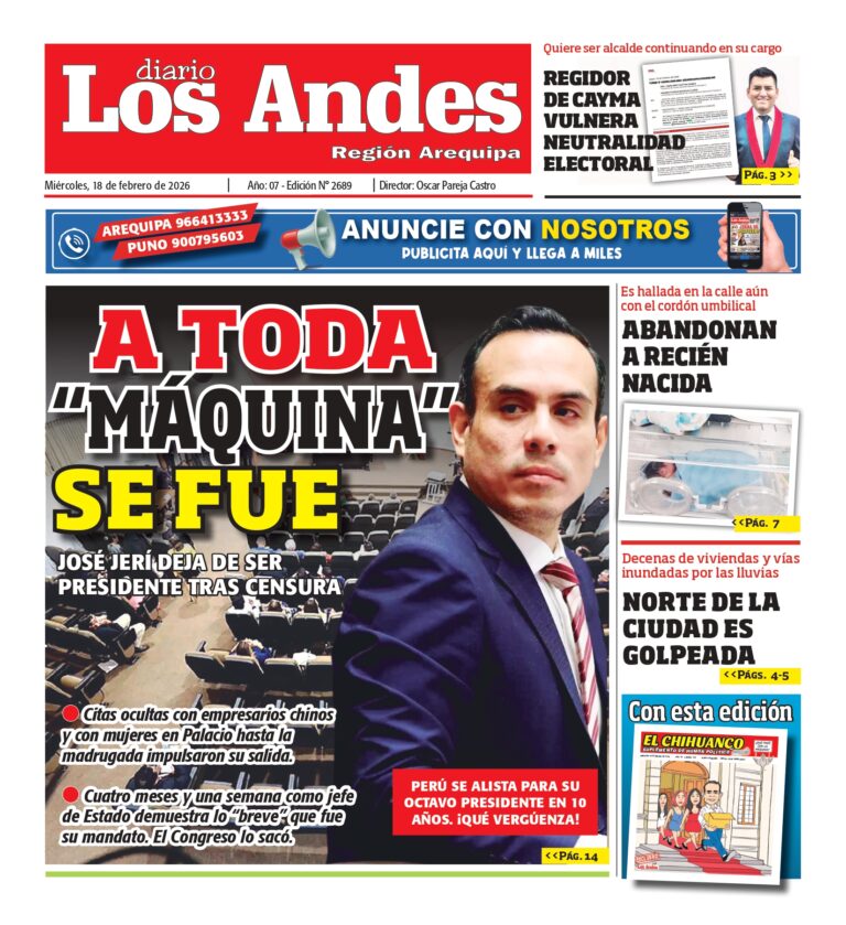 AREQUIPA: Diario Los Andes 18/02/2026