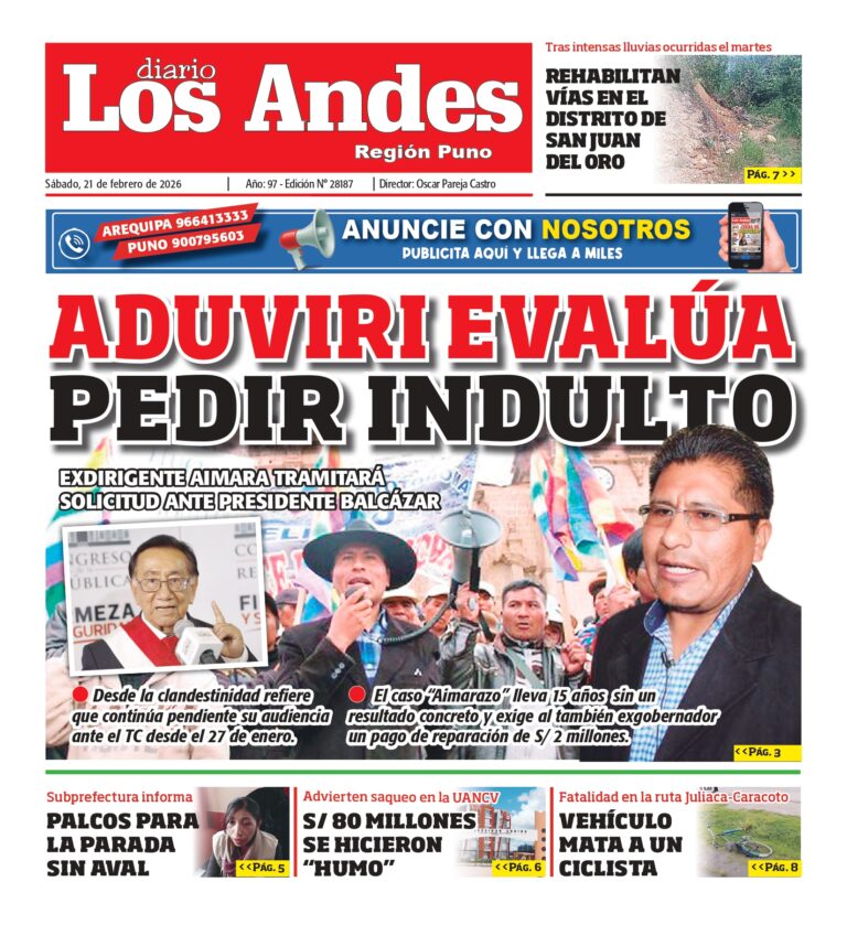 PUNO: Diario Los Andes 21/02/2026