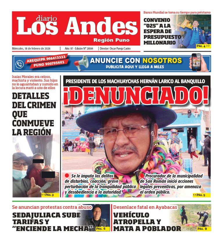 PUNO: Diario Los Andes 18/02/2026