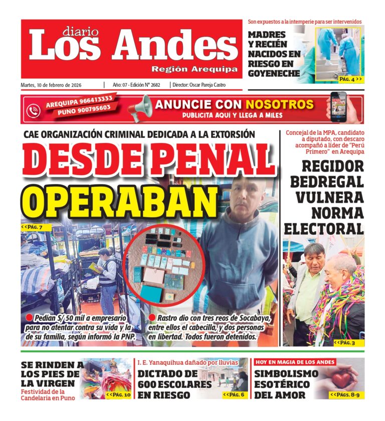 AREQUIPA: Diario Los Andes 10/02/2026