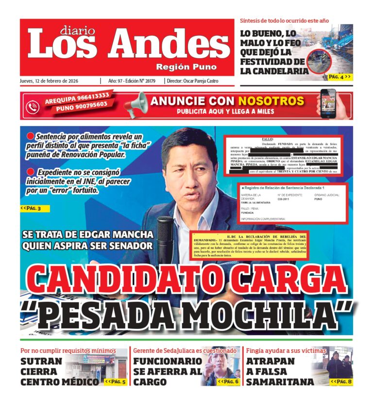 PUNO: Diario Los Andes 12/02/2026