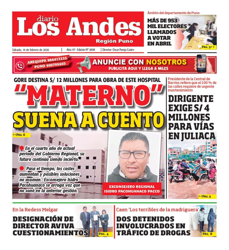 PUNO: Diario Los Andes 14/02/2026