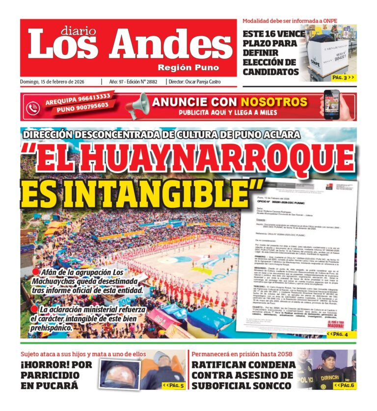 PUNO: Diario Los Andes 15/02/2026