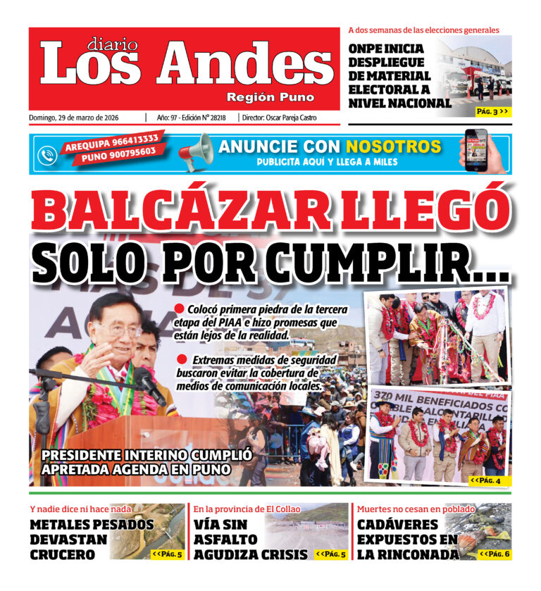 DIARIO LOS ANDES PUNO: 29/03/26