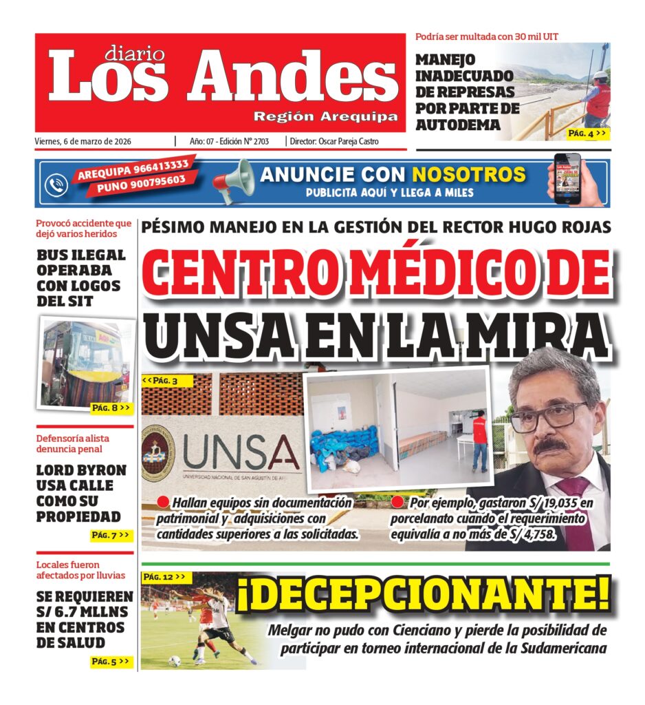 DIARIO LOS ANDES AREQUIPA: 06/03/2026 - Diario los Andes