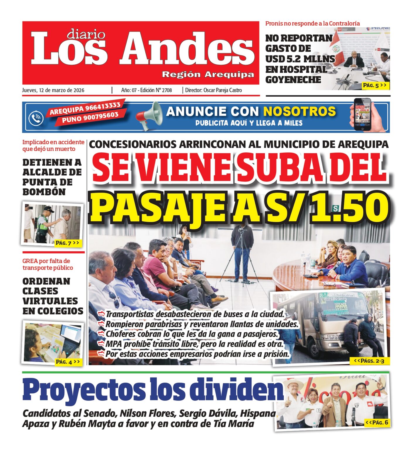 DIARIO LOS ANDES AREQUIPA: 12/03/2026 - Diario los Andes