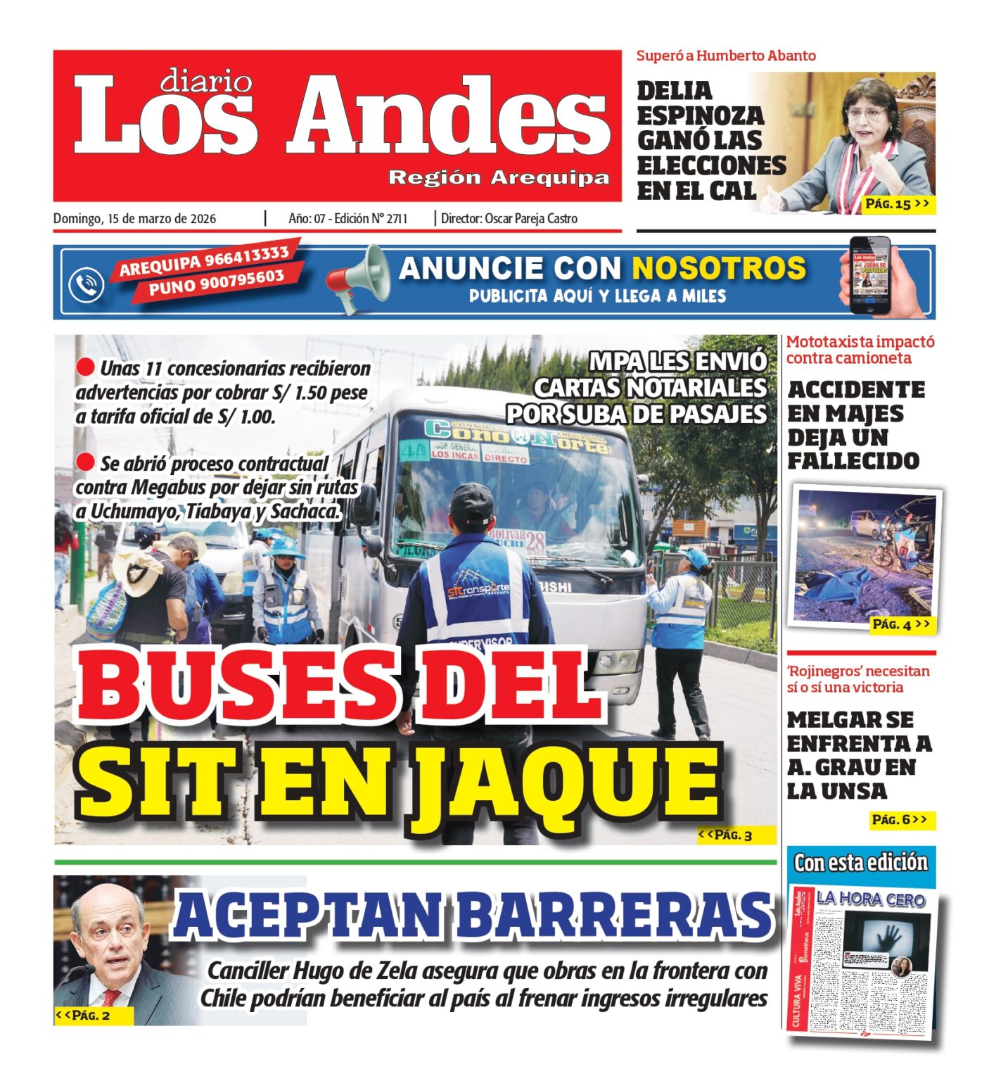 DIARIO LOS ANDES AREQUIPA: 15/03/2026 - Diario los Andes
