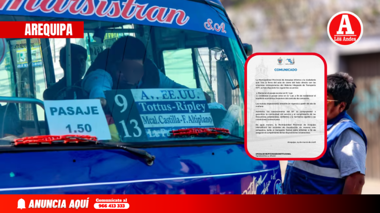 Arequipa: Cobran hasta S/1.50 pese a tarifa oficial de S/1.30 en el SIT