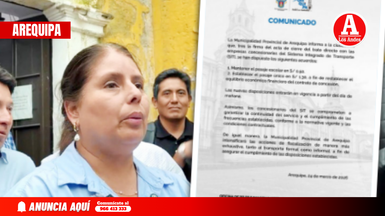 MPA acordó suba del pasaje urbano a S/1.30 desde hoy - Diario los Andes