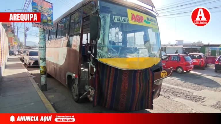 Arequipa: Bus con logos del SIT ocasiona accidente en Cerro Colorado y deja tres heridos