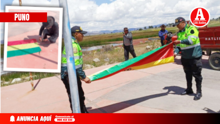 Policía retira bandera boliviana izada en el pobladode Isani- Zepita