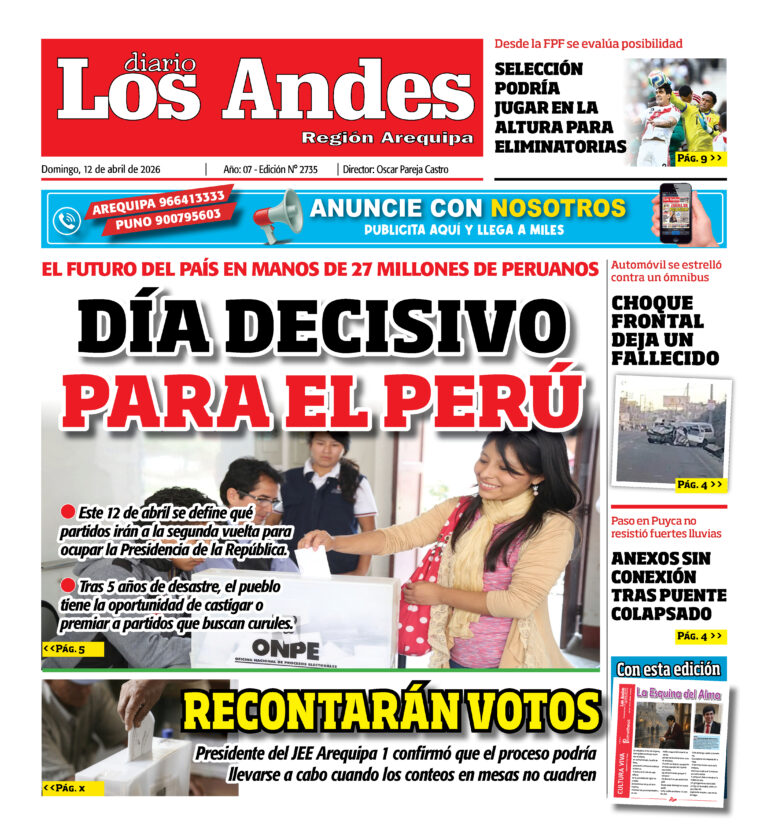 DIARIO LOS ANDES AREQUIPA: 12/04/2026