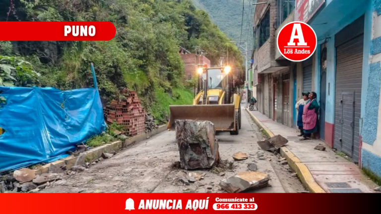 Caída de rocas en Sandia pone en riesgo a la población y la transitabilidad