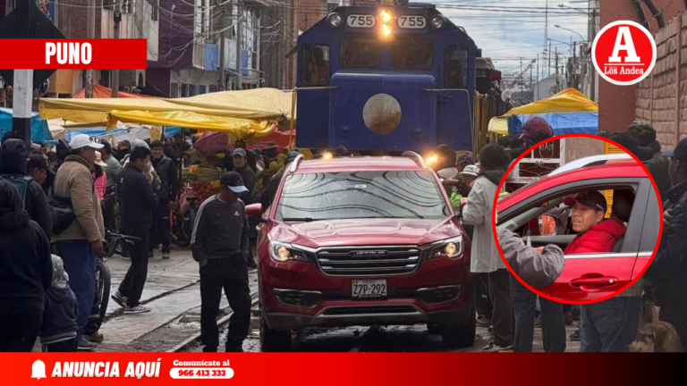 Conductor es sancionado tras generar caos vehicular al obstruir vía férrea en Puno