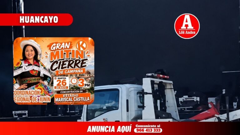Huancayo: protestan durante instalación de estrado para mitin de Keiko Fujimori