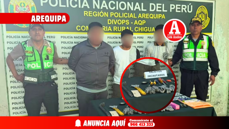 Arequipa: Policía captura a tres sospechosos tras persecución en Chiguata
