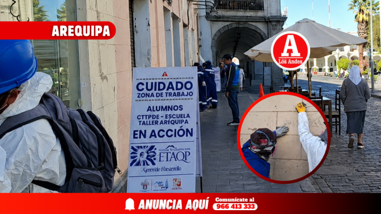 Arequipa: Estudiantes del CETPRO – Escuela Taller Arequipa ejecutan jornada de limpieza de grafitis