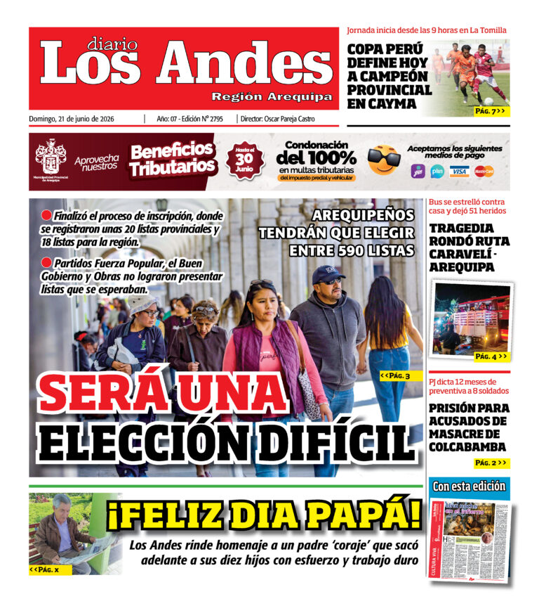DIARIO LOS ANDES AREQUIPA: 21/06/26
