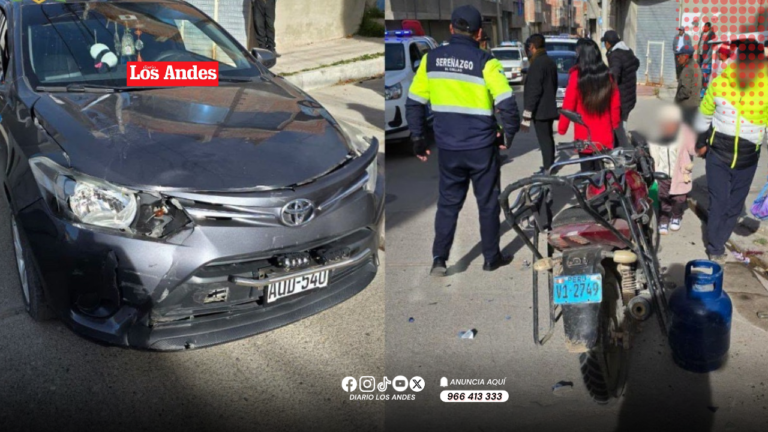 Accidente de tránsito en Ilave deja un herido tras choque entre auto y motocicleta