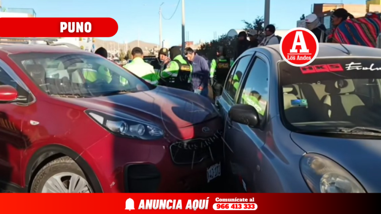 Múltiple choque en Juliaca deja un herido y daños en tres vehículos