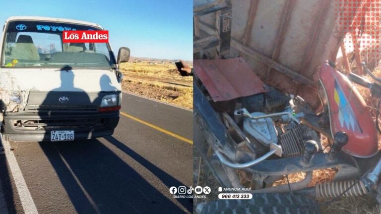 Accidente entre combi y motocarga deja una persona herida en Ilave
