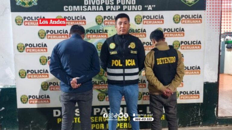 Detienen a dos sujetos acusados de robar celular a menor de 13 años en Puno