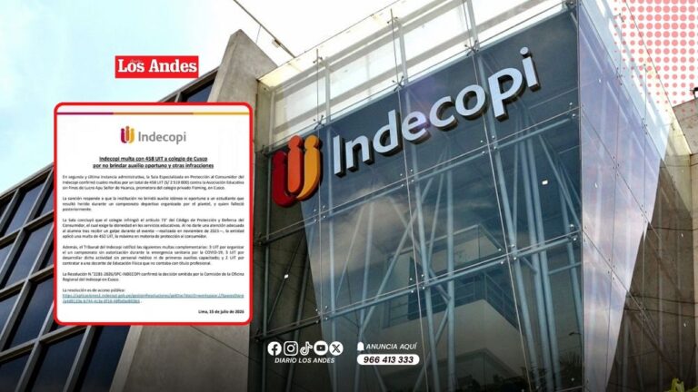 Indecopi confirma multa de S/2.5 millones a colegio por muerte de escolar