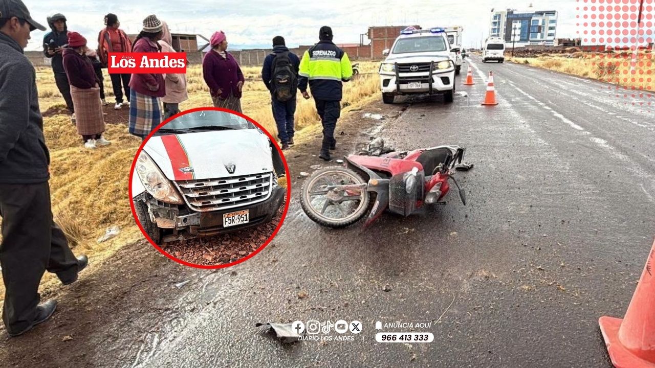 Padre e hija heridos tras choque con miniván en la vía Juliaca-Coata