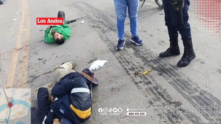 Choque entre tráiler y motocarga deja heridos en puente Maravillas de Juliaca